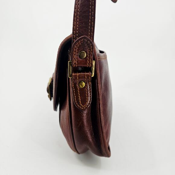 Vintage 80's David Dart Brown Pebbled Leather Crossbody Bag Purse Minimallist - Picture 6 of 16